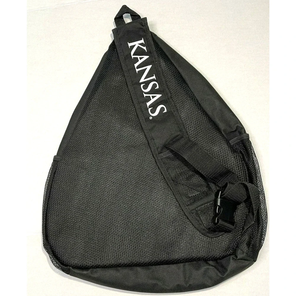 Team Sport NCAA Kansas JayHawks Black Laptop Table SLING Backpack Color Logo